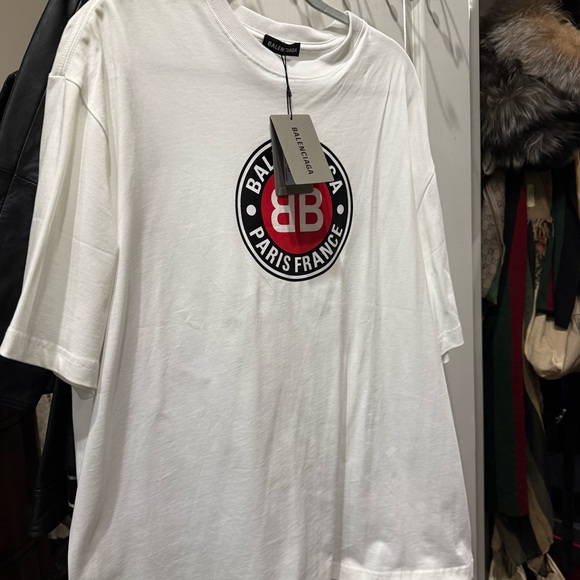 Balenciaga white red and black tshirt